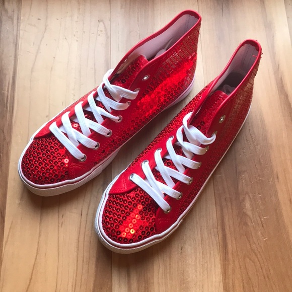 balera Shoes | Womens Red Sequin High Top Sneakers Size 8 Nwot | Poshmark